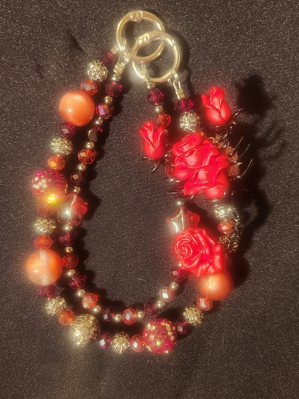 Red Rose Scorpian Beaded Purse/Phone Charm- Women Accessories
